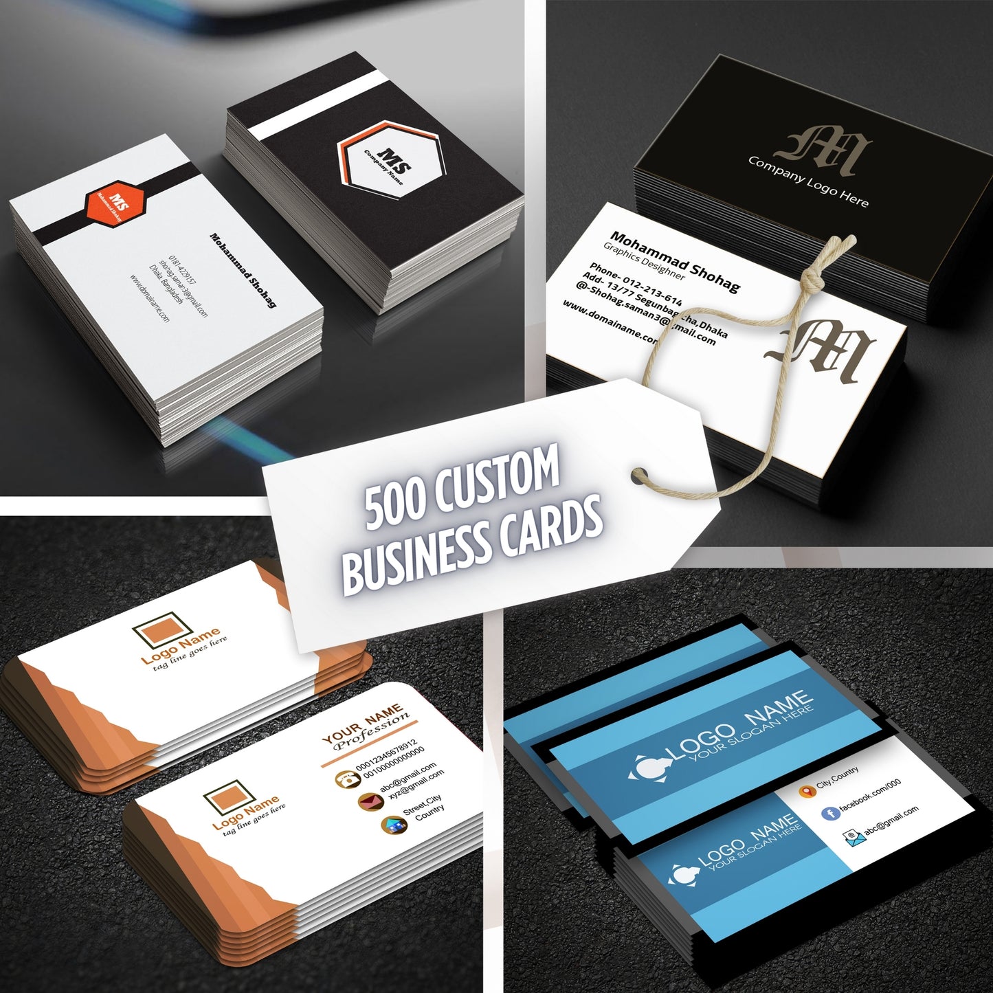 (500) Custom Business Cards β Free Design + QR Code/VCard