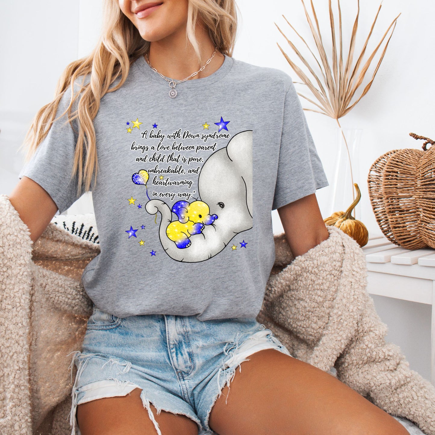 Down Syndrome Awareness Shirt – Elephant & Baby Quote Tee – Bella+Canvas 3001