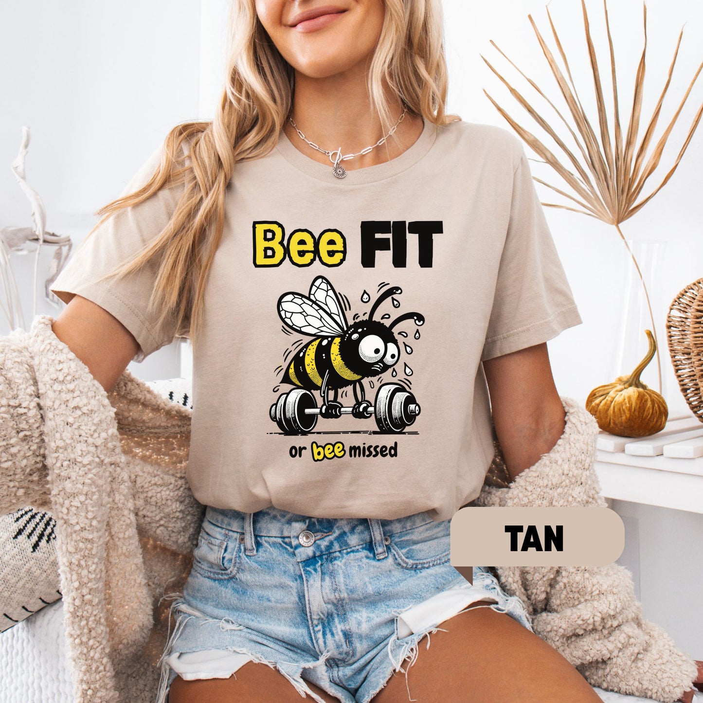 Funny Bee FIT Gym Shirt – Bella+Canvas – Hand-Drawn