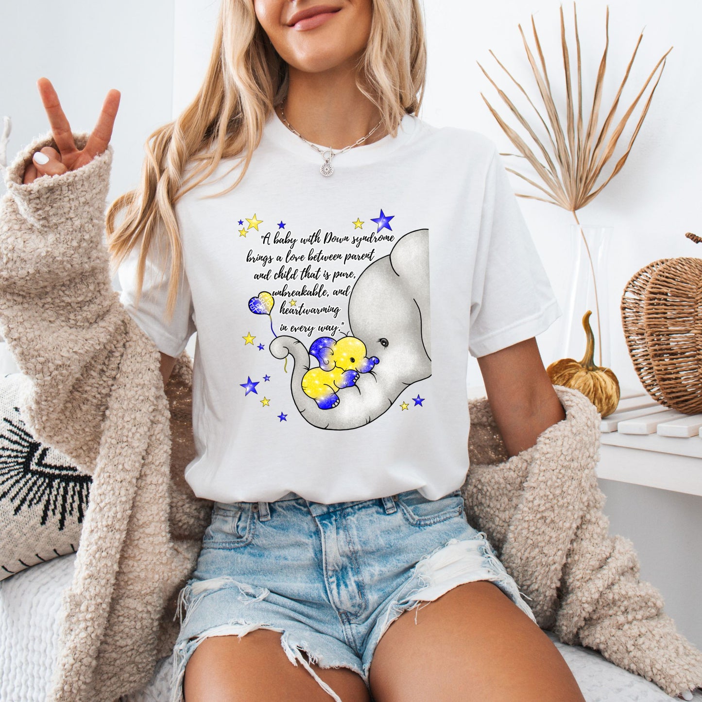 Down Syndrome Awareness Shirt – Elephant & Baby Quote Tee – Bella+Canvas 3001
