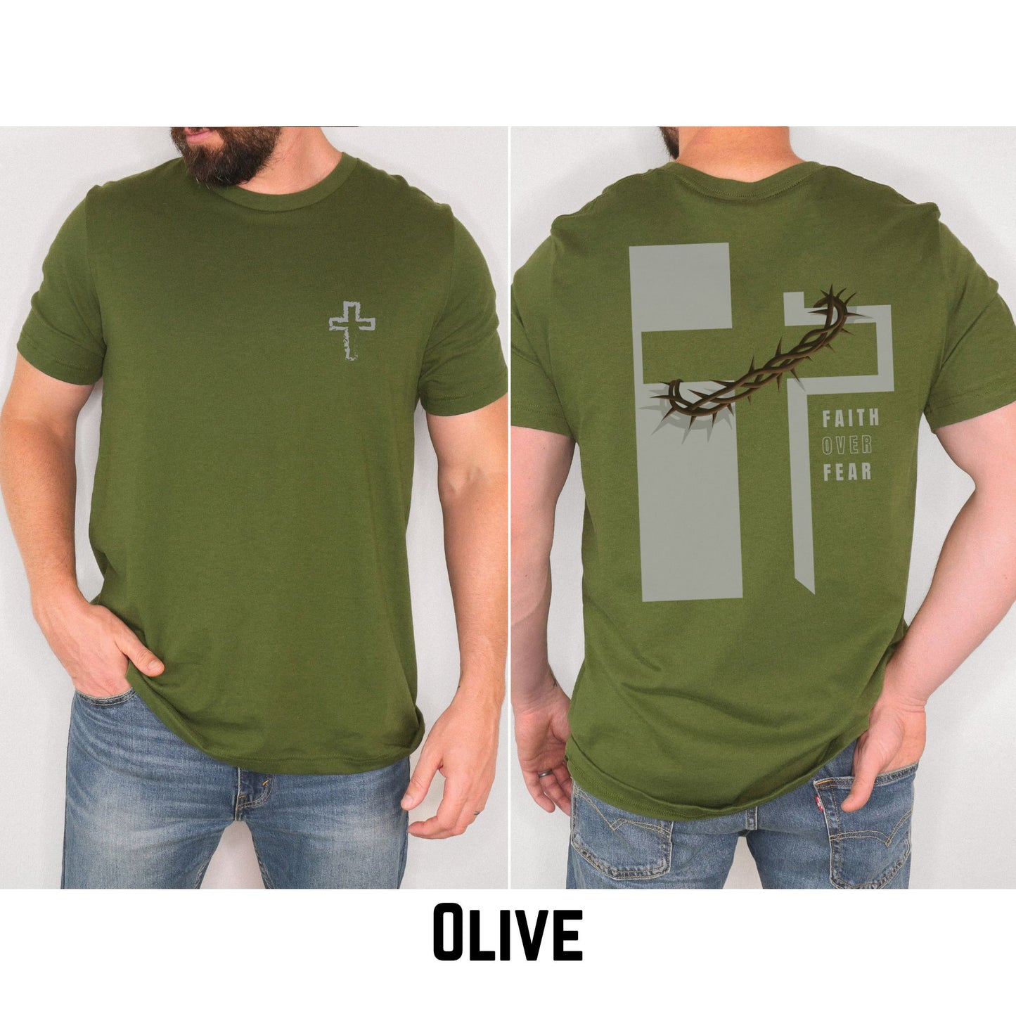 Faith Over Fear Christian Shirt – Crown of Thorns Cross Tee