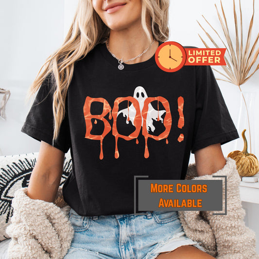 Boo Ghost Halloween Shirt β Spooky Season Graphic Tee β Cute Halloween Shirt for Women