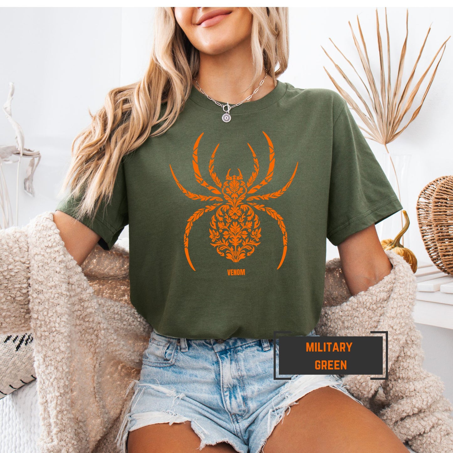 Venom Spider Graphic Tee – Gothic Halloween Shirt, Hand Drawn Oversized Grunge T-Shirt