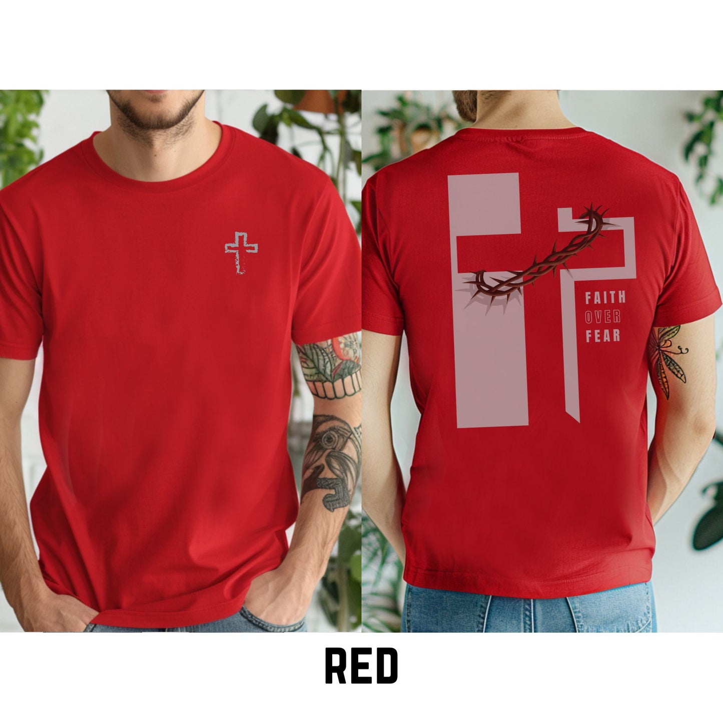 Faith Over Fear Christian Shirt – Crown of Thorns Cross Tee