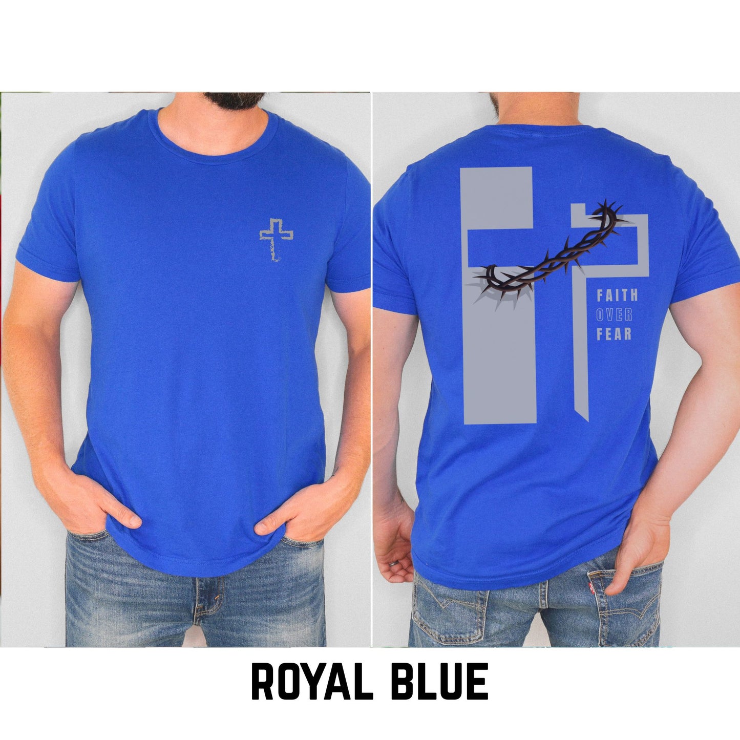 Faith Over Fear Christian Shirt – Crown of Thorns Cross Tee