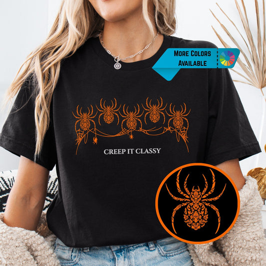 Creep It Classy Halloween Shirt β Hand Drawn Spider Design