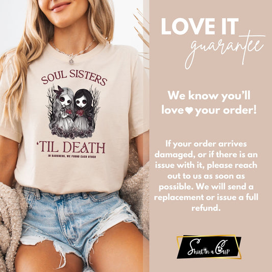Soul Sisters Til Death Shirt β Gothic Best Friend Halloween Tee β Hand Drawn Art