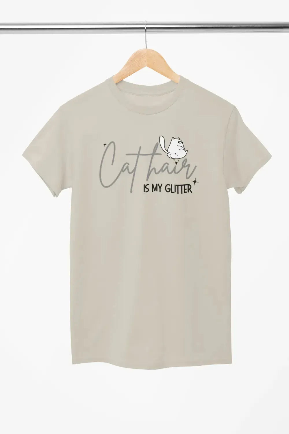 CAT HAIR Is My GLITTER Shirt – Funny Cat Mom Tee – Unisex T-Shirt for Cat Lovers-Shirt in a Cup