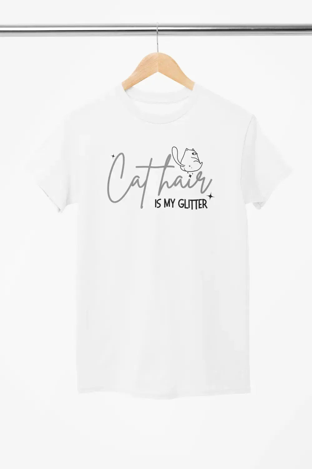 CAT HAIR Is My GLITTER Shirt – Funny Cat Mom Tee – Unisex T-Shirt for Cat Lovers-Shirt in a Cup