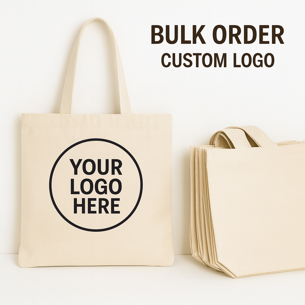 Custom 100% Cotton Canvas Tote Bag – Personalized Logo or Name – Bulk & Individual Orders