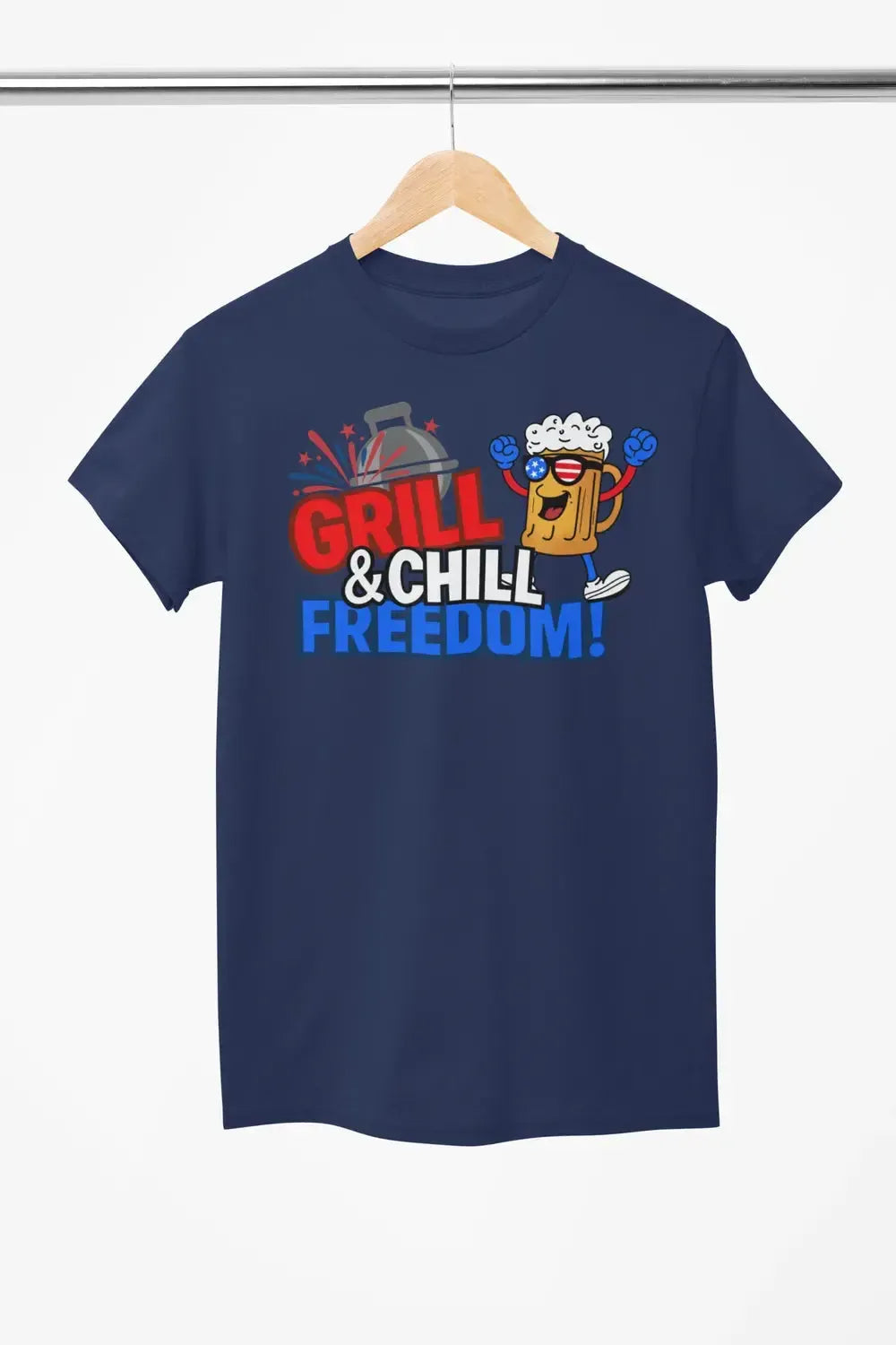 Grill & Chill Freedom T-Shirt β Patriotic Beer & BBQ Shirt for 4th of July-Shirt in a Cup