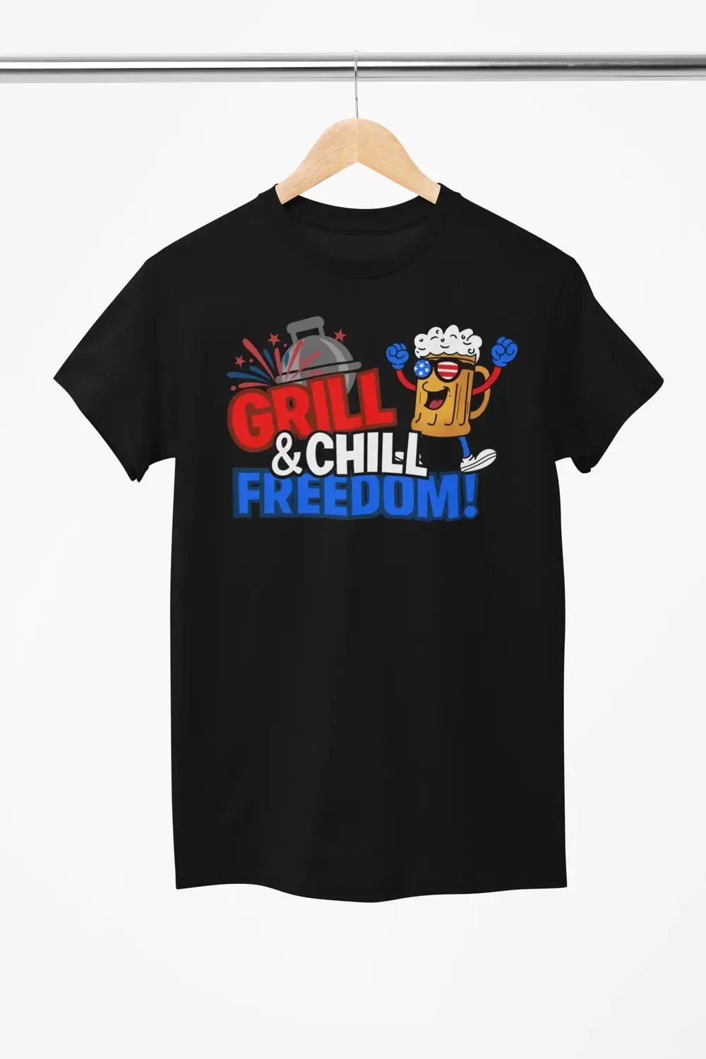 Grill & Chill Freedom T-Shirt β Patriotic Beer & BBQ Shirt for 4th of July-Shirt in a Cup