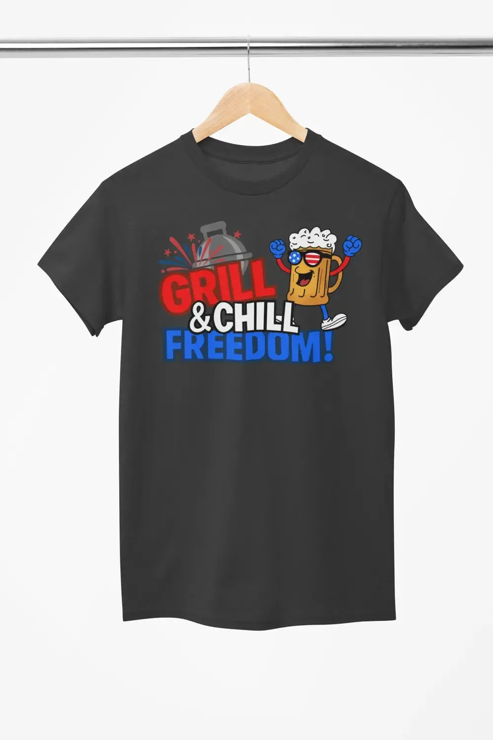 Grill & Chill Freedom T-Shirt β Patriotic Beer & BBQ Shirt for 4th of July-Shirt in a Cup