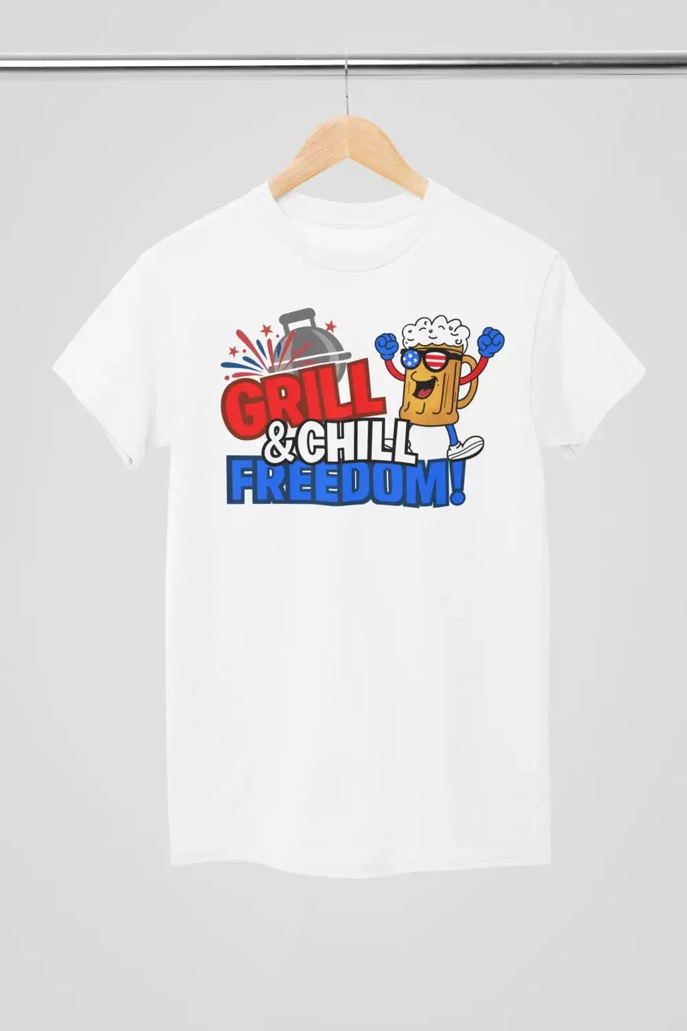 Grill & Chill Freedom T-Shirt β Patriotic Beer & BBQ Shirt for 4th of July-Shirt in a Cup