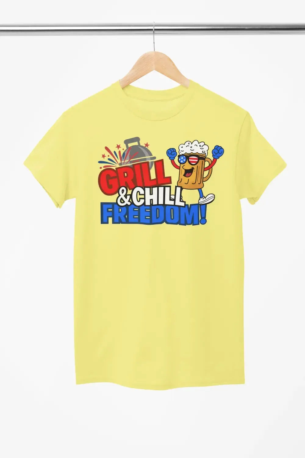 Grill & Chill Freedom T-Shirt β Patriotic Beer & BBQ Shirt for 4th of July-Shirt in a Cup