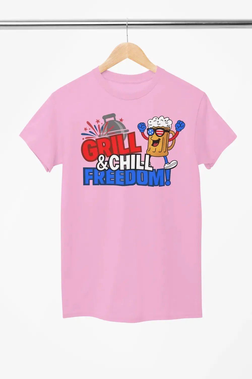 Grill & Chill Freedom T-Shirt β Patriotic Beer & BBQ Shirt for 4th of July-Shirt in a Cup