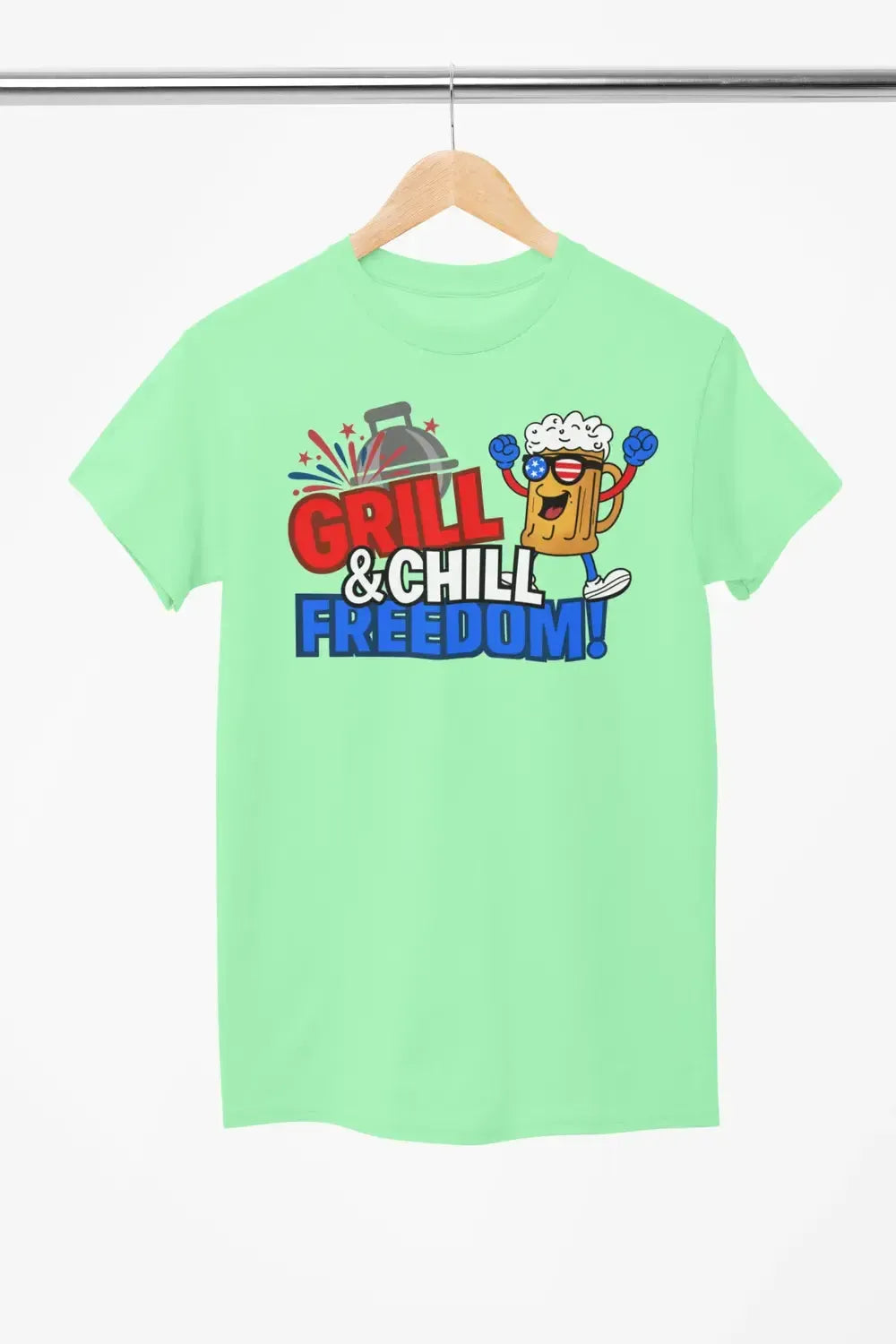 Grill & Chill Freedom T-Shirt β Patriotic Beer & BBQ Shirt for 4th of July-Shirt in a Cup