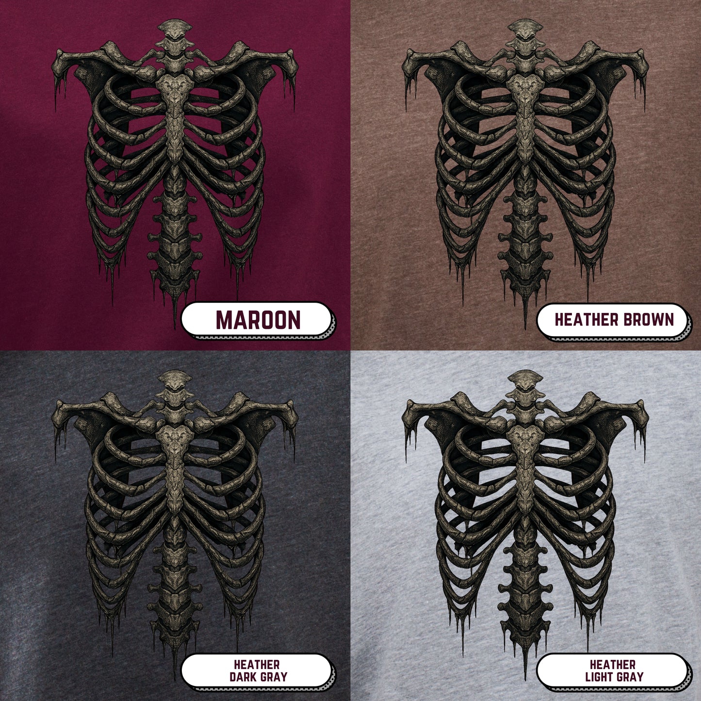 Skeleton Rib Cage Graphic Tee – Gothic Grunge Vintage T-Shirt | Halloween Horror Shirt | Unisex Y2K Streetwear