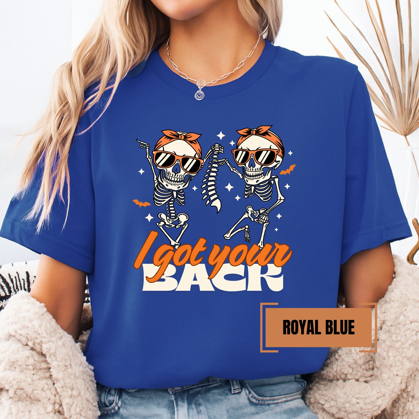 I Got Your Back Skeleton Shirt – Funny Retro Halloween Graphic Tee – Bella+Canvas Soft Spooky Season T-Shirt