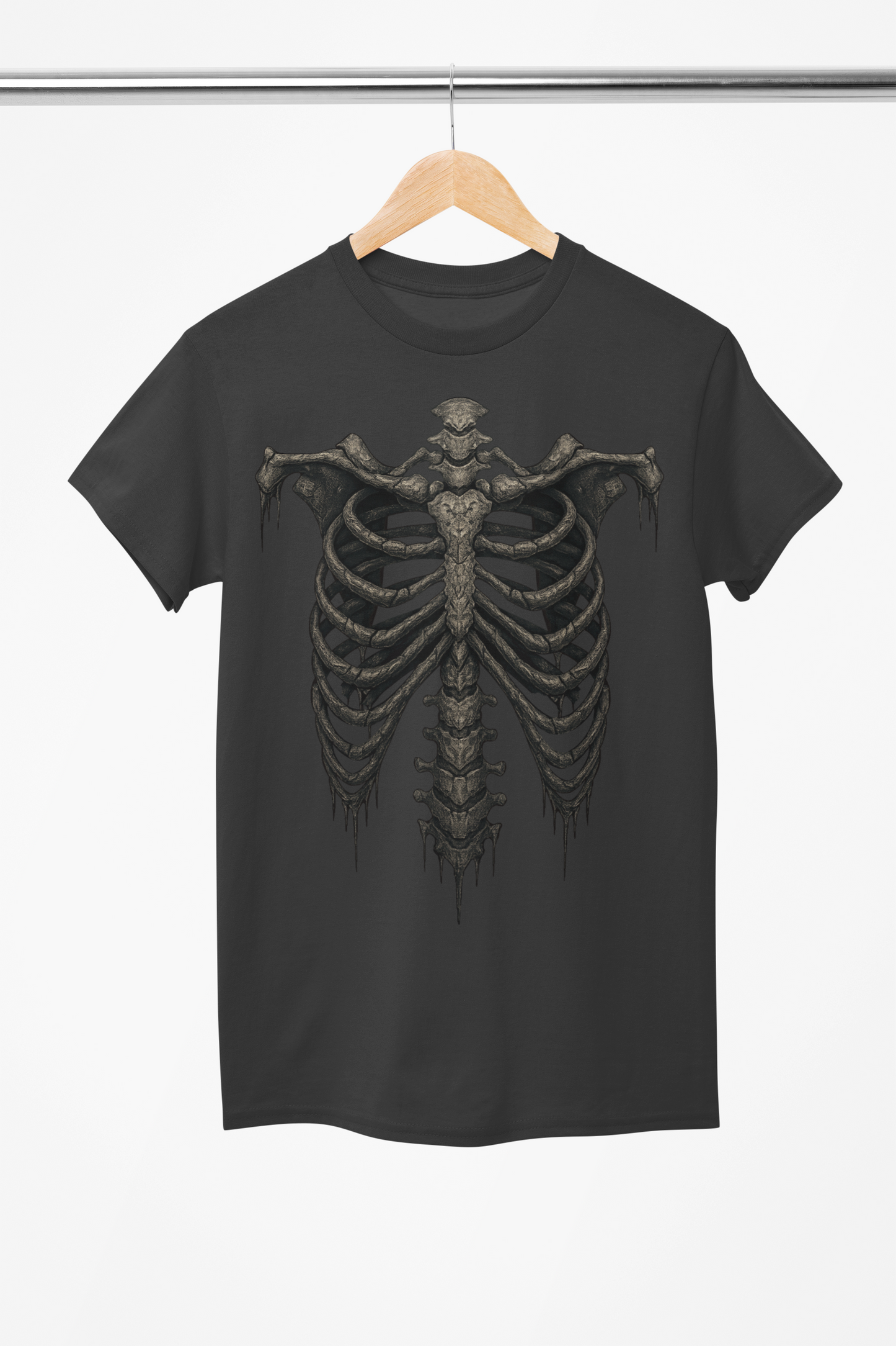 Skeleton Rib Cage Graphic Tee – Gothic Grunge Vintage T-Shirt | Halloween Horror Shirt | Unisex Y2K Streetwear