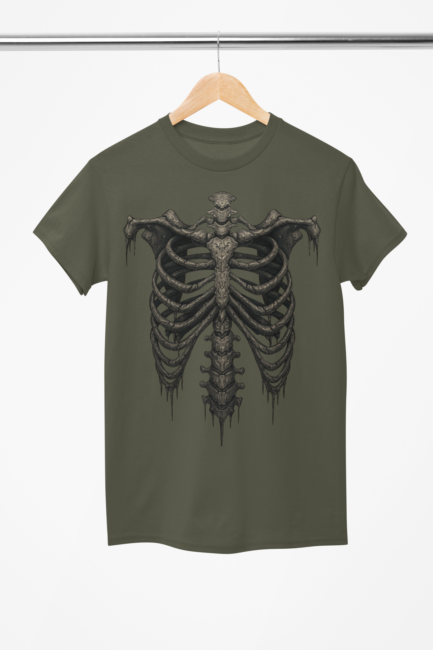 Skeleton Rib Cage Graphic Tee – Gothic Grunge Vintage T-Shirt | Halloween Horror Shirt | Unisex Y2K Streetwear