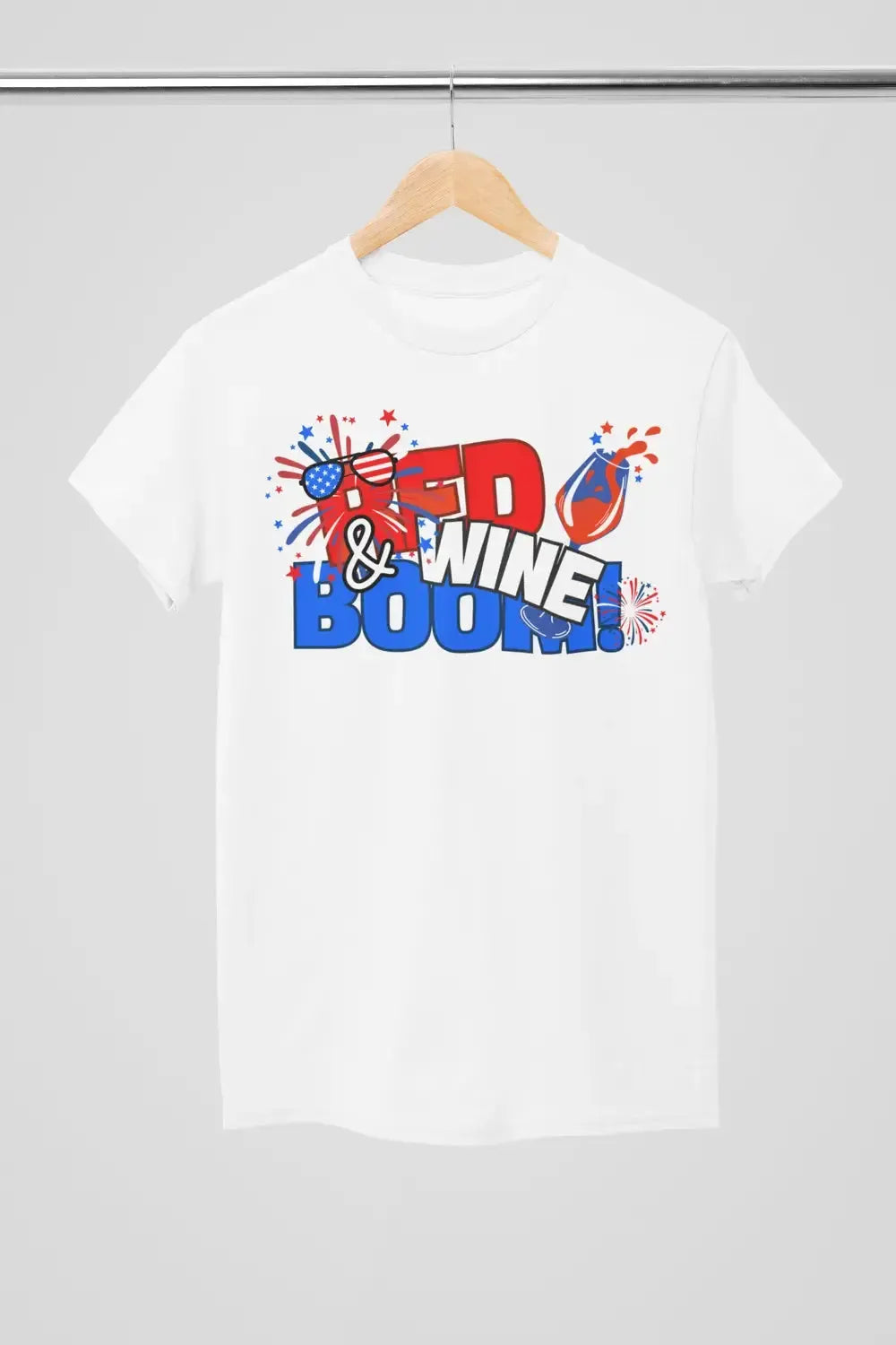 Red, Wine & Boom! – Funny 4th of July Wine Shirt for Women & Wine Lovers-Shirt in a Cup