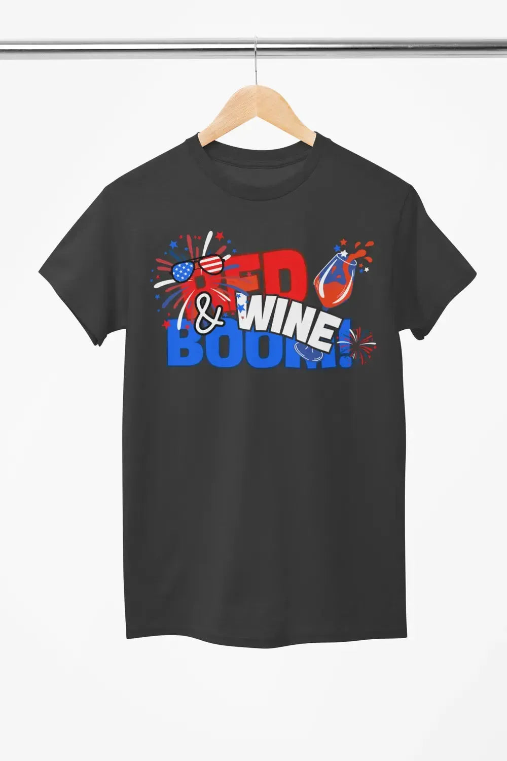 Red, Wine & Boom! – Funny 4th of July Wine Shirt for Women & Wine Lovers-Shirt in a Cup