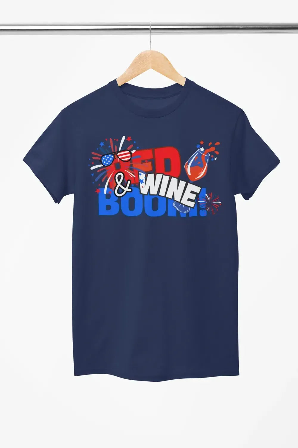 Red, Wine & Boom! – Funny 4th of July Wine Shirt for Women & Wine Lovers-Shirt in a Cup