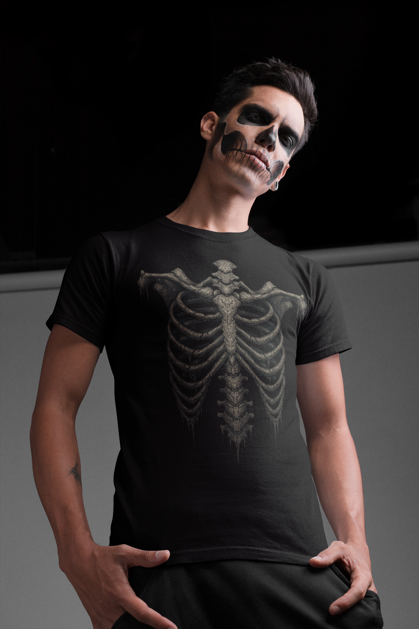 Skeleton Rib Cage Graphic Tee – Gothic Grunge Vintage T-Shirt | Halloween Horror Shirt | Unisex Y2K Streetwear