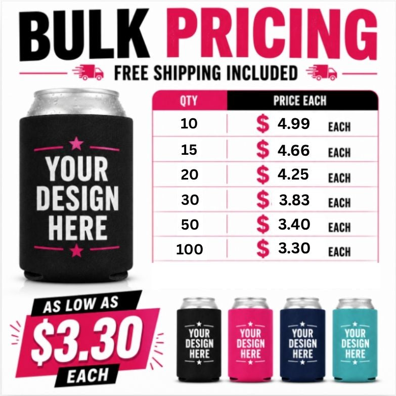 Custom Can Coolers Personalized | Bulk Koozies w/ Logo Fast Shipping