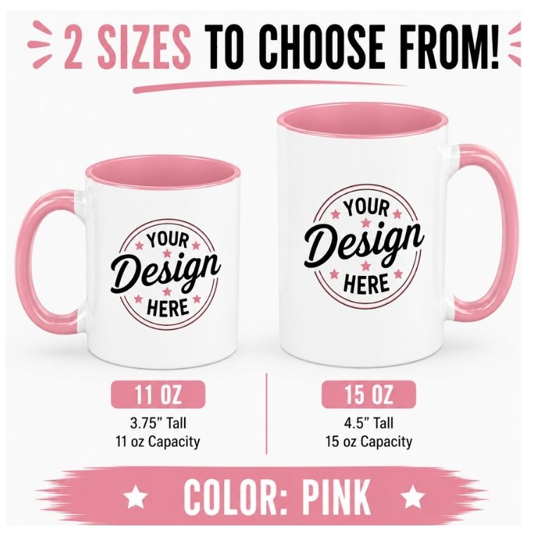 Custom Color Accent MUG| 11 oz & 15 oz Personalized Coffee Mug