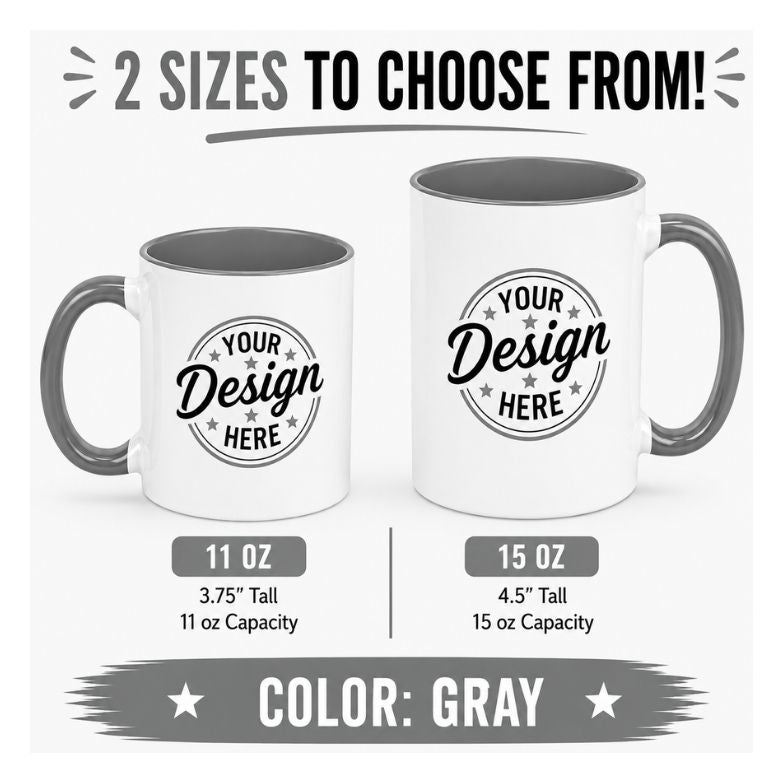 Custom Color Accent MUG| 11 oz & 15 oz Personalized Coffee Mug
