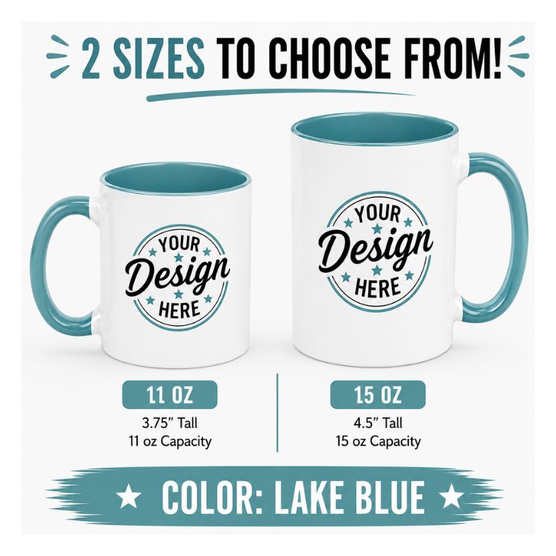 Custom Color Accent MUG| 11 oz & 15 oz Personalized Coffee Mug