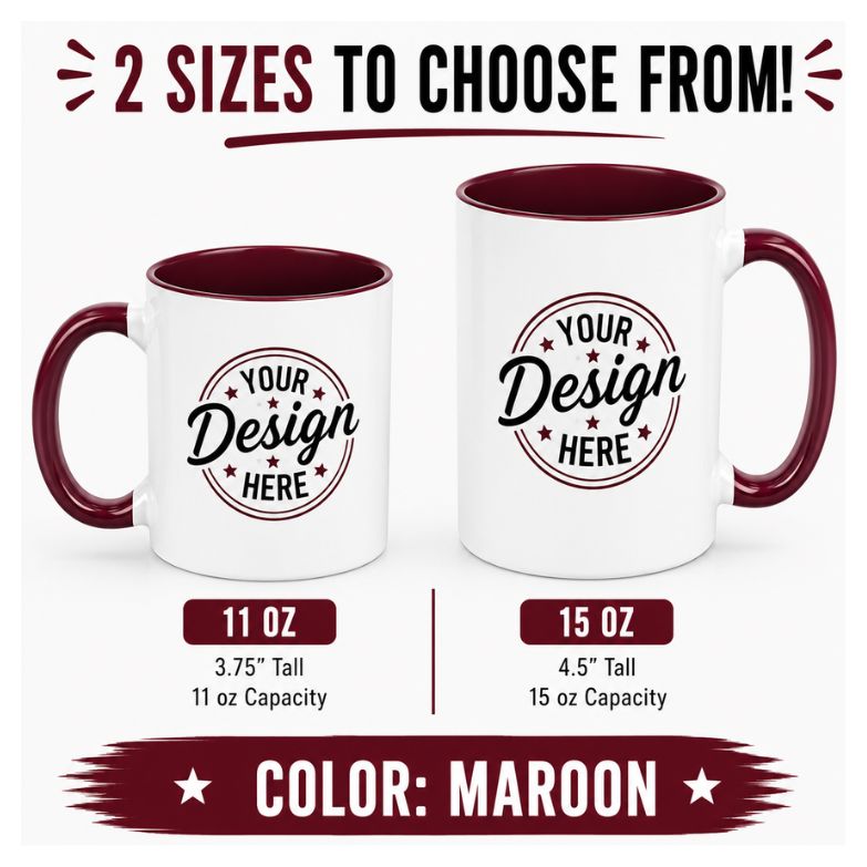 Custom Color Accent MUG| 11 oz & 15 oz Personalized Coffee Mug