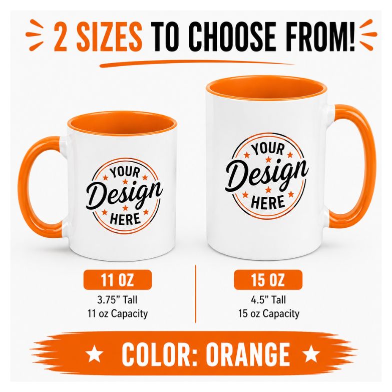 Custom Color Accent MUG| 11 oz & 15 oz Personalized Coffee Mug