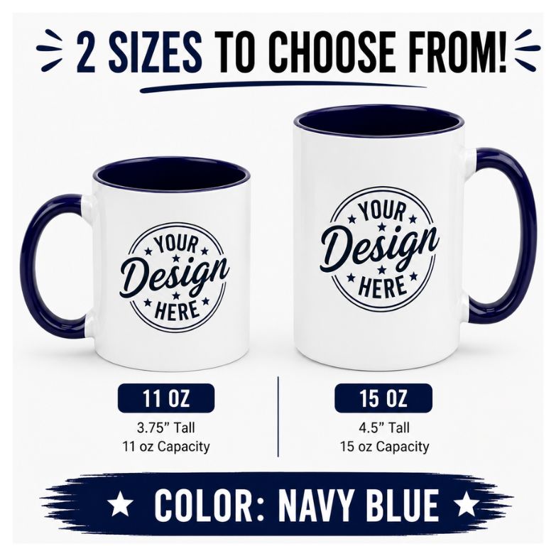 Custom Color Accent MUG| 11 oz & 15 oz Personalized Coffee Mug