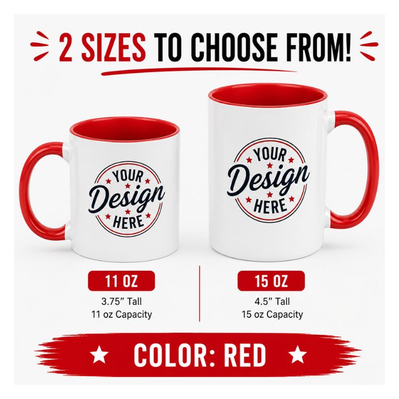 Custom Color Accent MUG| 11 oz & 15 oz Personalized Coffee Mug