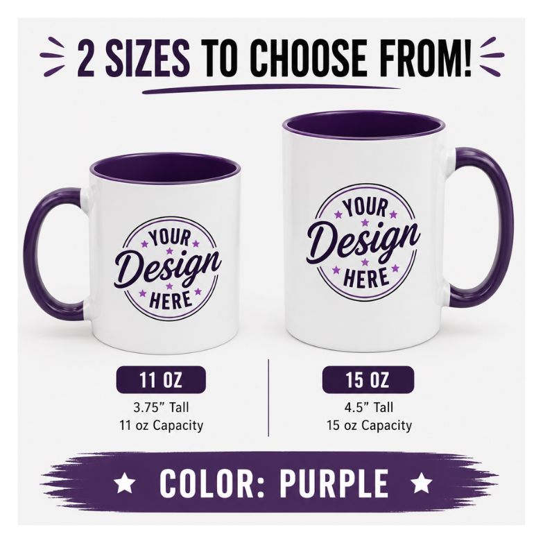 Custom Color Accent MUG| 11 oz & 15 oz Personalized Coffee Mug