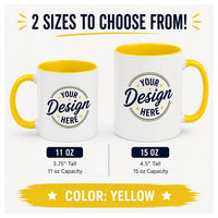 Custom Color Accent MUG| 11 oz & 15 oz Personalized Coffee Mug
