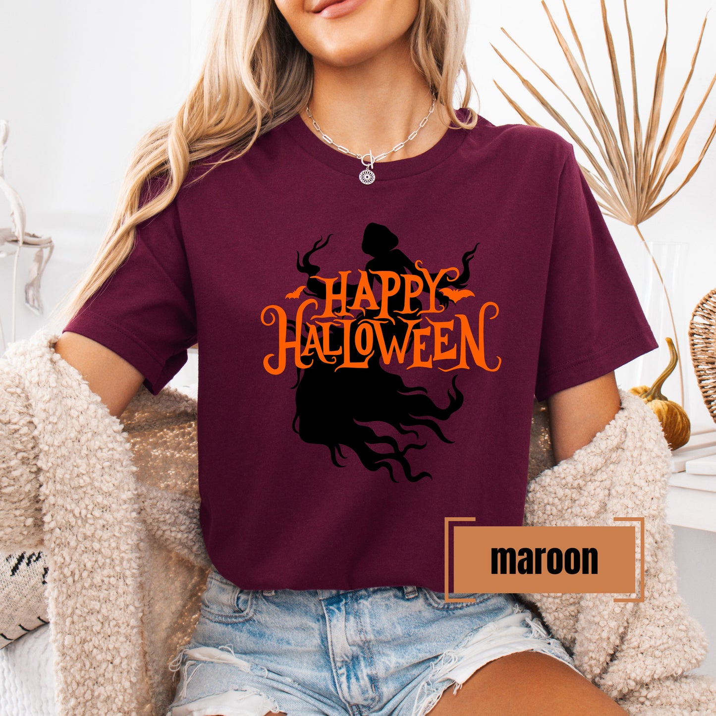 Happy Halloween Creepy Silhouette Shirt – Comfort Colors & Bella+Canvas – Spooky Season Tee – Fall Halloween Graphic Shirt