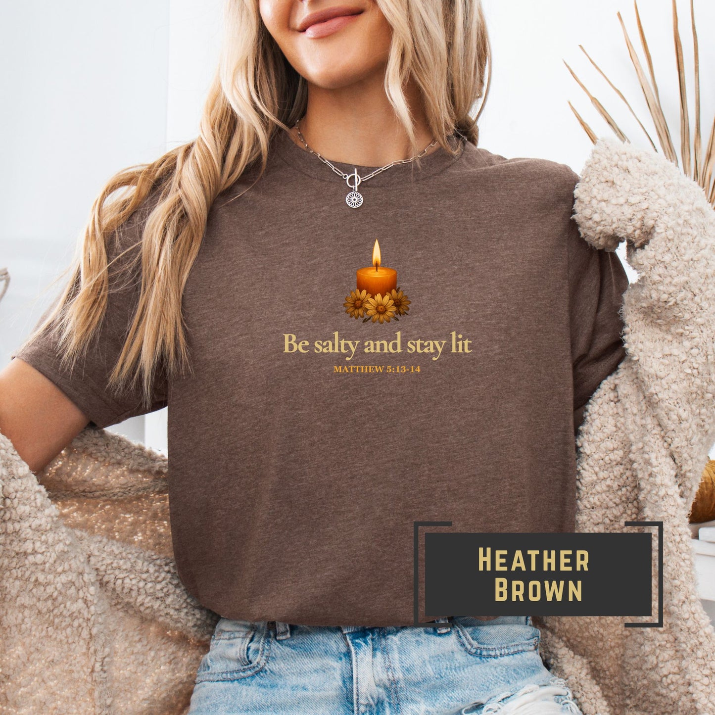 Be Salty Stay Lit Christian Shirt – Bible Verse Tee Matthew 5:13-14 | Faith-Based Religious Shirt for Women
