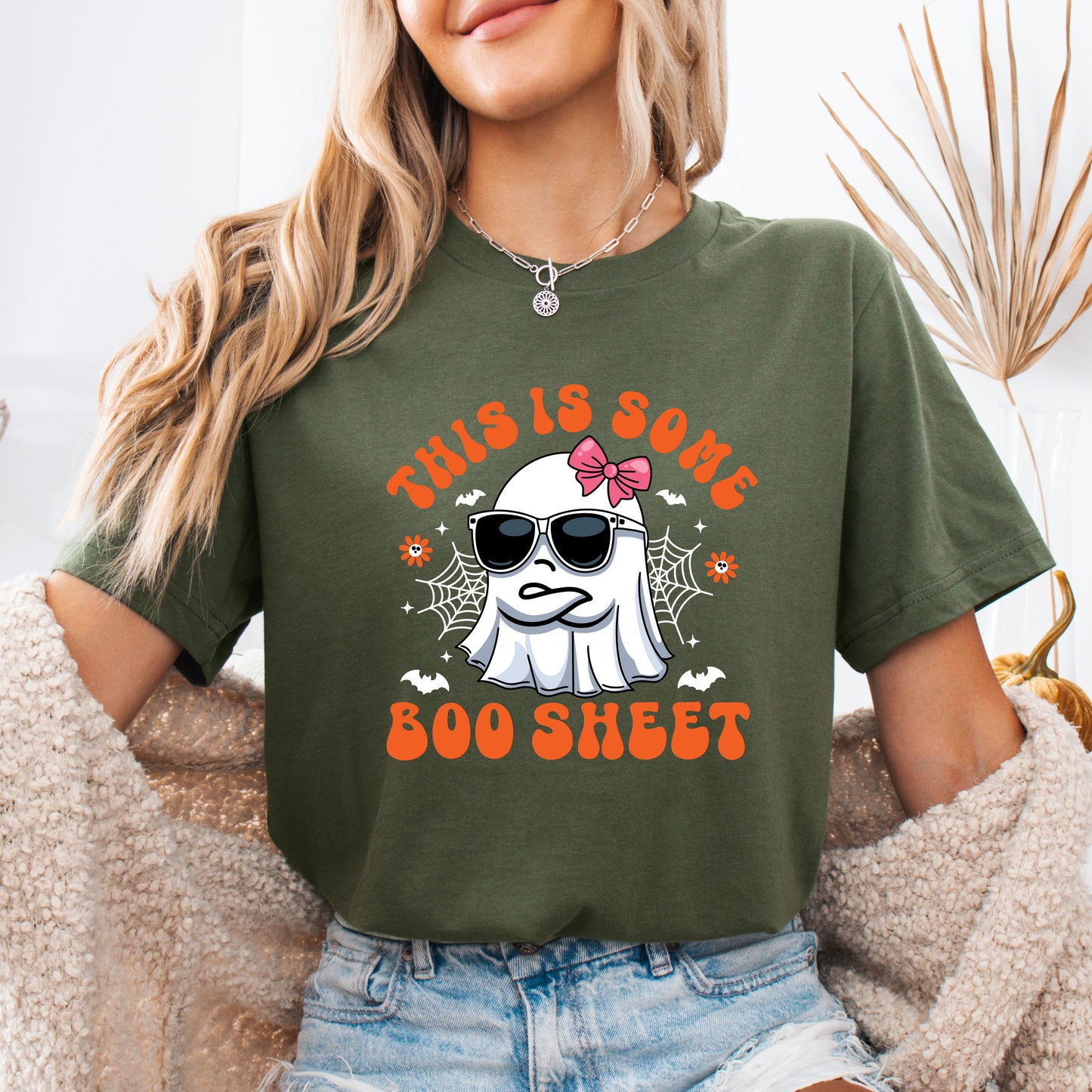 This Is Some Boo Sheet Halloween Shirt | Funny Retro Ghost Tee | Bella+Canvas Soft Halloween Graphic T-Shirt