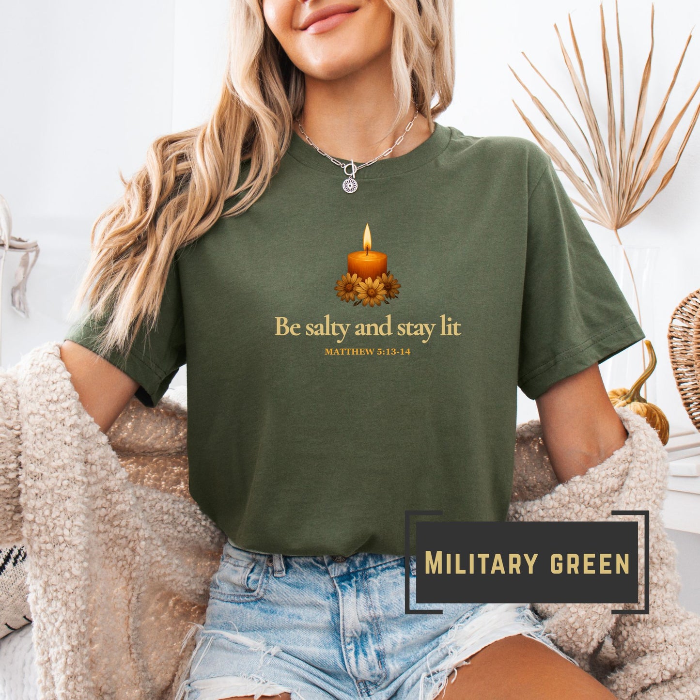 Be Salty Stay Lit Christian Shirt – Bible Verse Tee Matthew 5:13-14 | Faith-Based Religious Shirt for Women