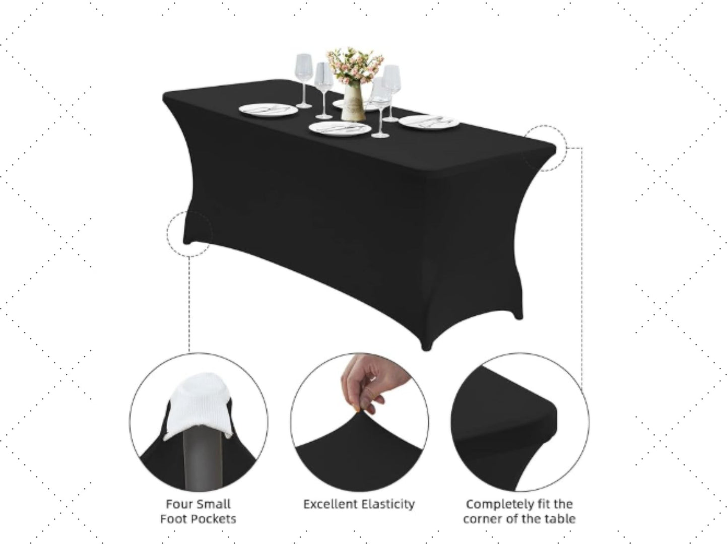 Custom 6ft Tablecloth with Logo: Waterproof Polyester Event Table Cover