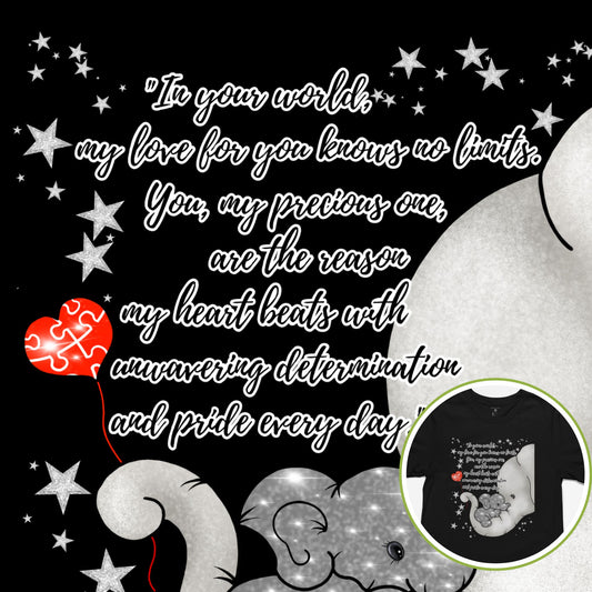 Dyslexia Awareness Shirt – Hand Drawn Elephant Parent and Child Design – Bella + Canvas Soft Tee – Inspirational Quote – Support Neurodiversity