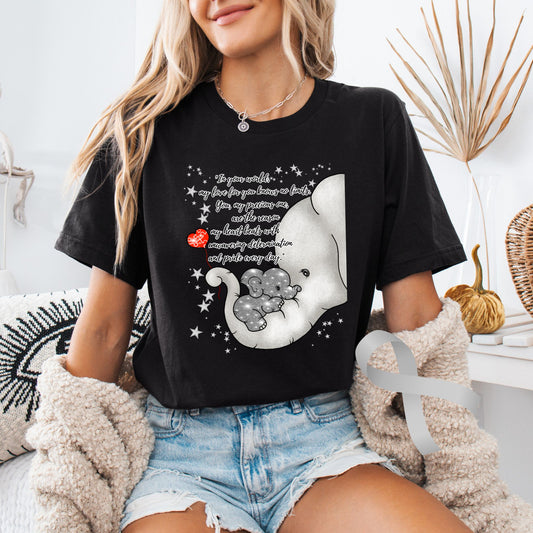 Dyslexia Awareness Shirt – Hand Drawn Elephant Parent and Child Design – Bella + Canvas Soft Tee – Inspirational Quote – Support Neurodiversity