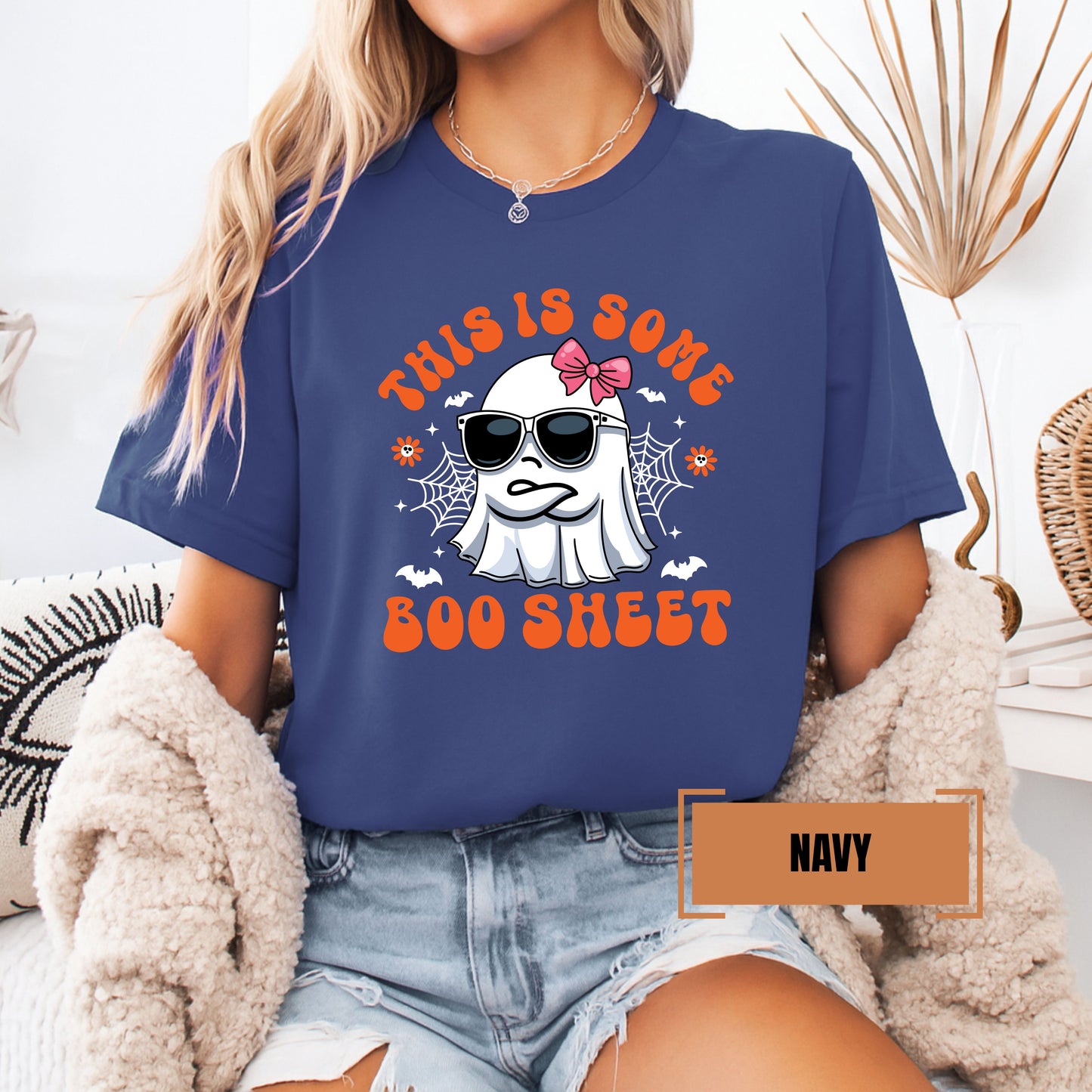 This Is Some Boo Sheet Halloween Shirt | Funny Retro Ghost Tee | Bella+Canvas Soft Halloween Graphic T-Shirt