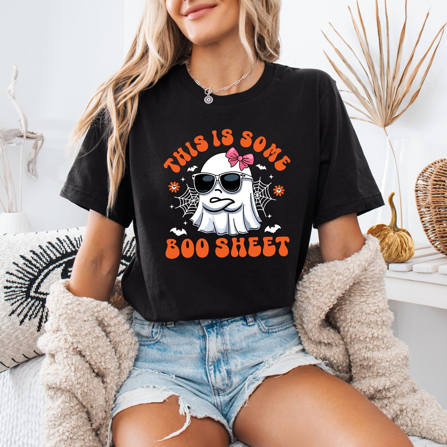 This Is Some Boo Sheet Halloween Shirt | Funny Retro Ghost Tee | Bella+Canvas Soft Halloween Graphic T-Shirt