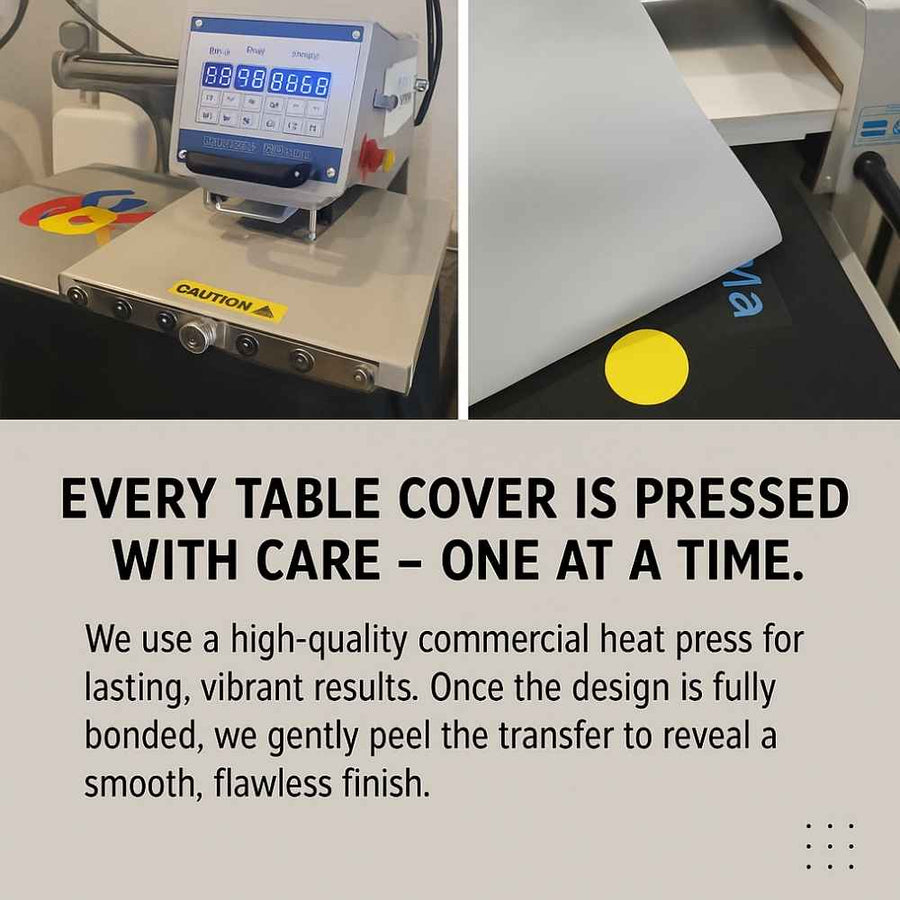 Custom 6ft Fitted Tablecloth with Logo: Waterproof Polyester Event Table Cover