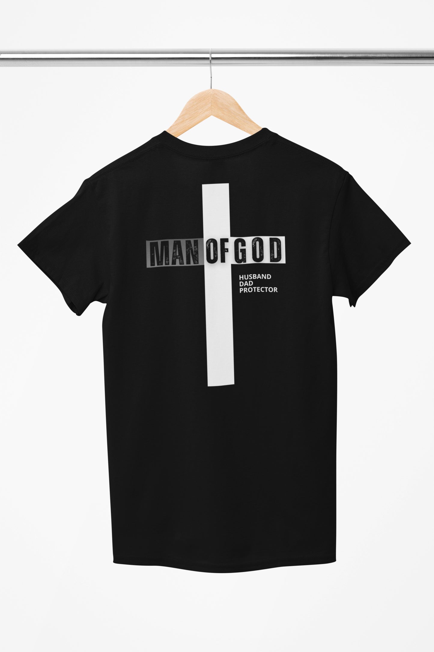 Man of God Christian T-Shirt – Faith-Based Father's Day Gift | M.O.G. Front & Cross Back Design